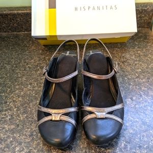 Hispanitas black leather pump size 7,